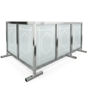 Pembatas Shalat Stainless Steel Akrilik Sandblast (200x40 cm)