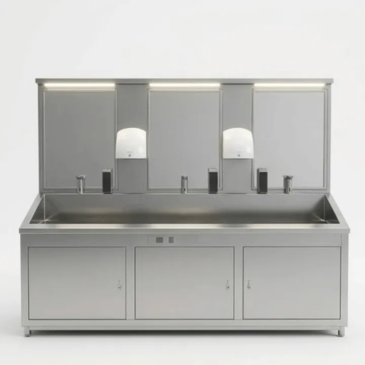 Scrub Station Stainless Steel 3 Person Full Automatic (260x65x150 cm)