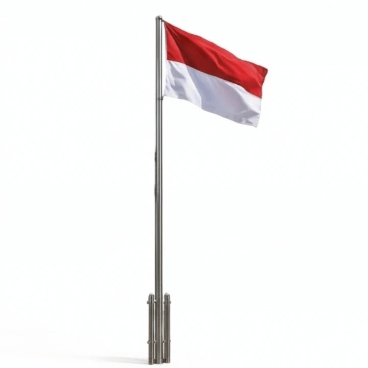 Tiang Bendera Outdoor Stainless Steel SS304 (Tinggi 5 - 11 Meter)