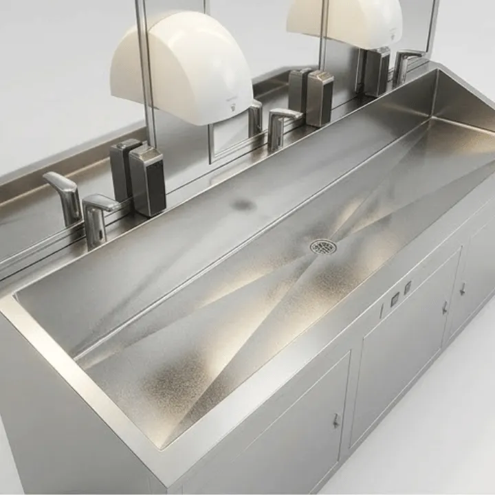Scrub Station Stainless Steel 3 Person Full Automatic (260x65x150 cm) - Image 2