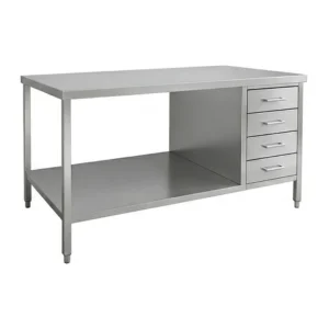 Meja Dapur Stainless Steel SS304 4 Laci & Rak Bawah (120x60x95 cm)