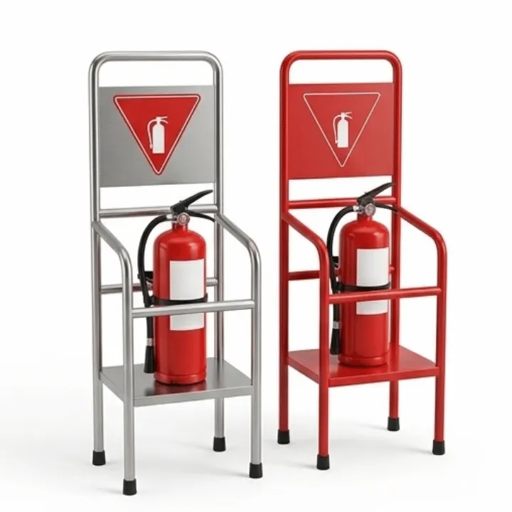 Stand Dudukan APAR Besi / Stainless Steel SS201 dengan Pelindung Karet Kaki (30x30x96/125 cm)