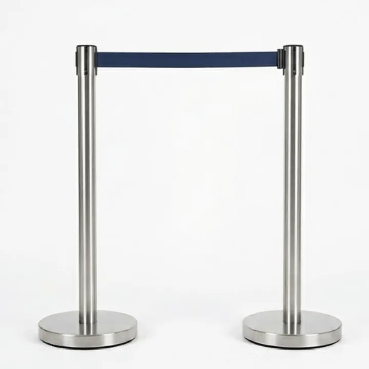 Tiang Antrean Stainless Steel Pita Tarik Retractable Barrier Stand (Tinggi 90 cm)