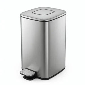 Tempat Sampah Pedal Kotak Stainless Steel dengan Ember Dalam (D20.5 x T28.6 cm)