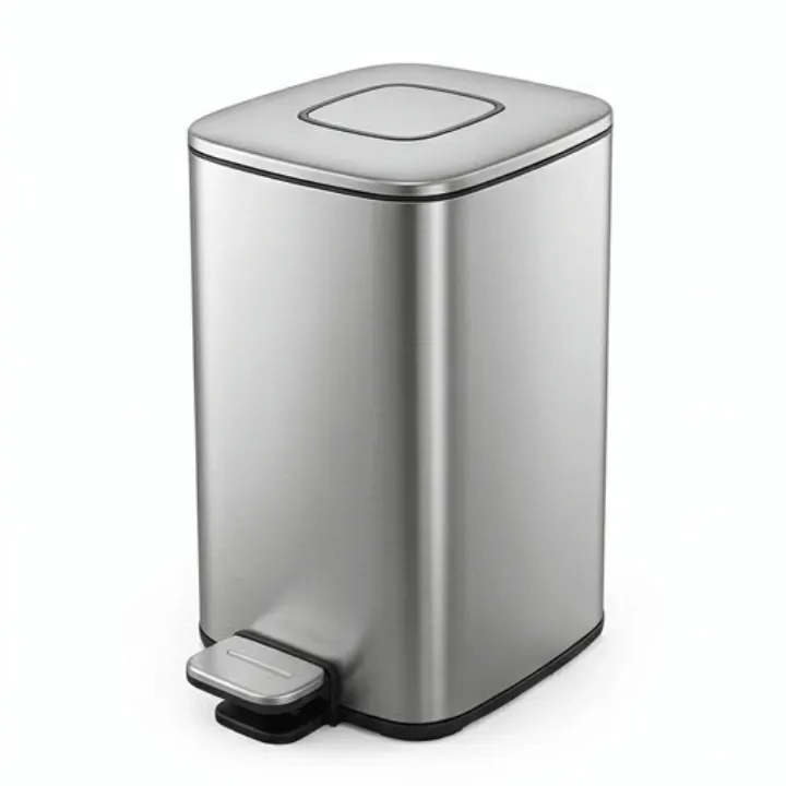 Tempat Sampah Pedal Kotak Stainless Steel dengan Ember Dalam (D20.5 x T28.6 cm)