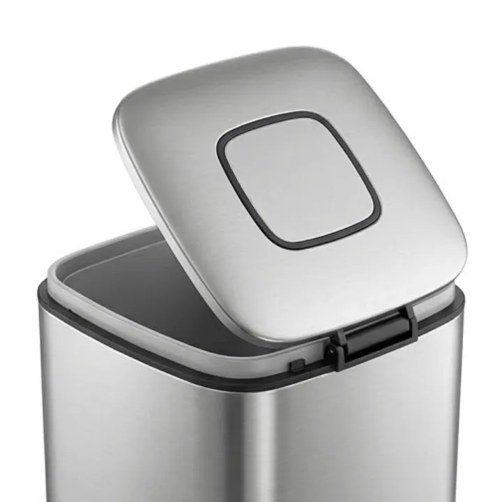 Tempat Sampah Pedal Kotak Stainless Steel dengan Ember Dalam (D20.5 x T28.6 cm) - Image 2