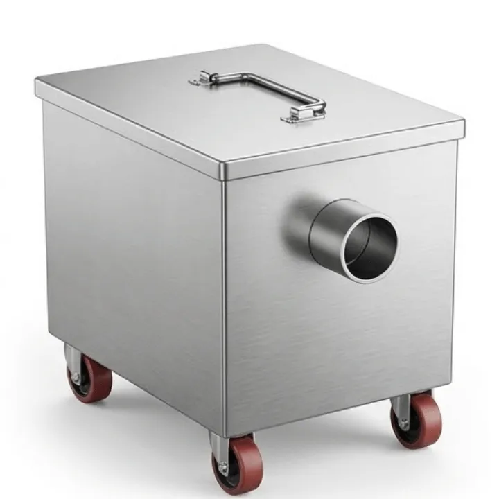 Grease Trap Stainless Steel Portable dengan Roda Perangkap Lemak Dapur (40/60 x 30/40 x 30 cm)