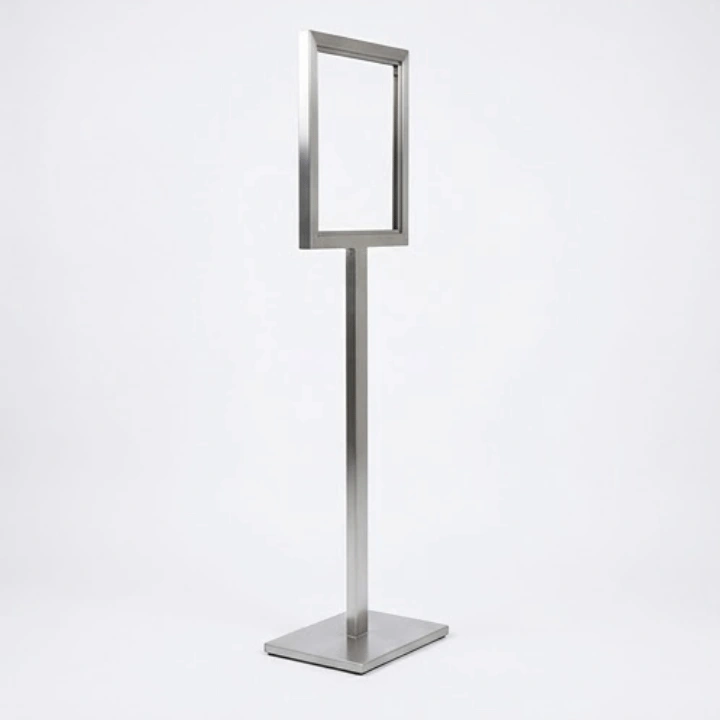 Standing Display Frame A4 Stainless Steel Kaki Kotak (Tinggi 100 cm) - Image 2